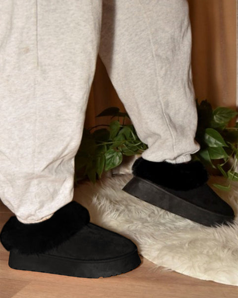 WILD DIVA Faux-Fur Platform Slip On Booties - Opulent Empire