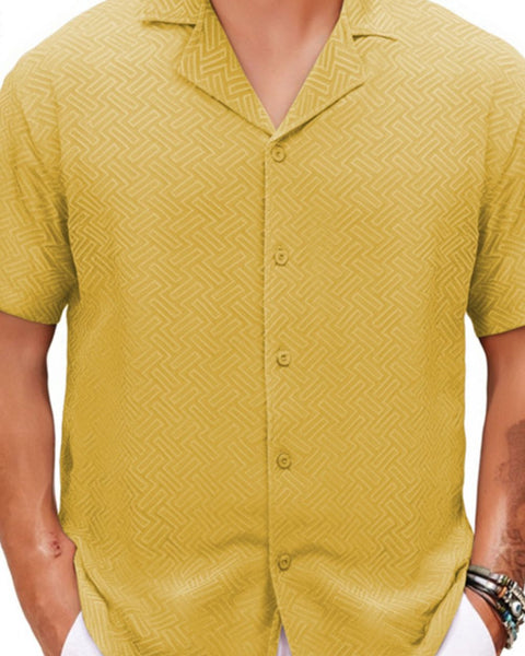 Men's Plus Size Button Down Short Sleeve Shirt - Opulent Empire