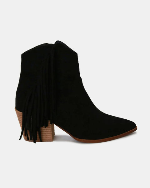 Beast Fashion Suede Fringe Point Toe Ankle Boots - Opulent Empire