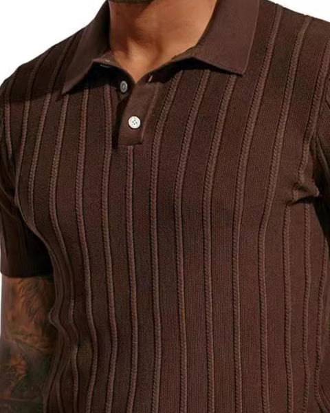 Men's Full Size Button Detail Short Sleeve Polo Plus Size - Opulent Empire