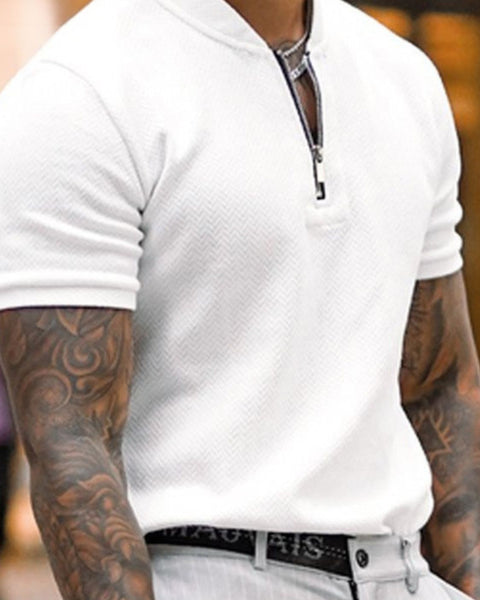 Men's Full Size Baseball Collar Solid Polo Plus Size - Opulent Empire