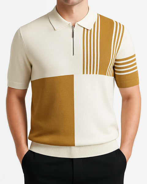 Men's Plus Size Color Block Short Sleeve Polo - Opulent Empire