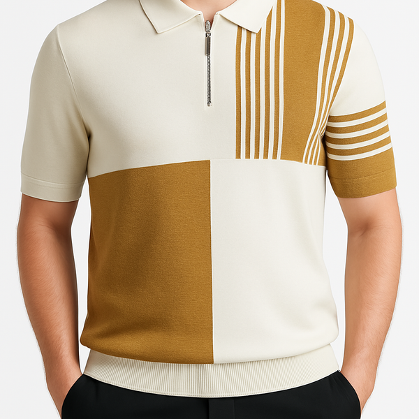 Men's Plus Size Color Block Short Sleeve Polo - Opulent Empire