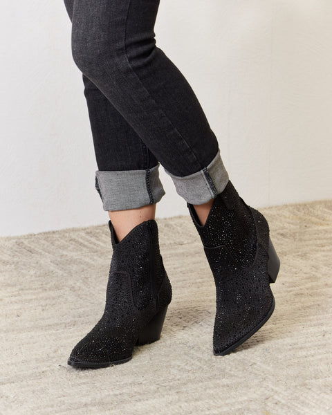 East Lion Corp Rhinestone Ankle Cowboy Boots - Opulent Empire