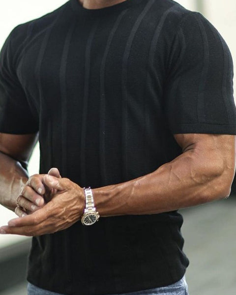 Men's Plus Size Striped Round Neck Short Sleeve T-Shirt - Opulent Empire