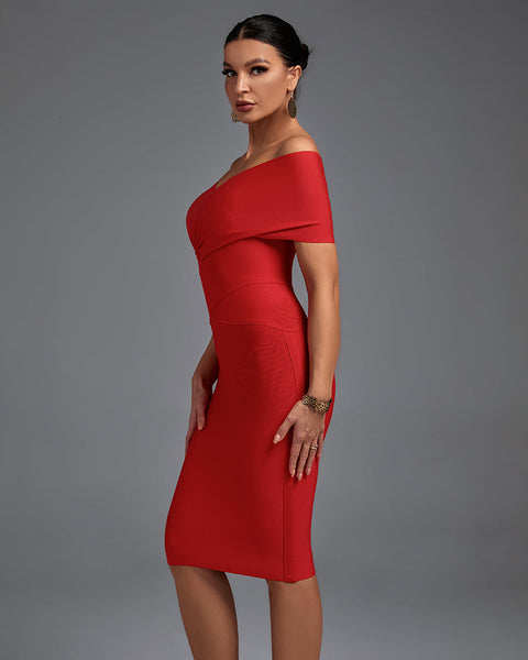 Off Shoulder Short Sleeve Elegant Bandage Dress - Opulent Empire