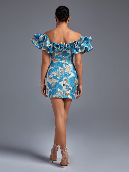 Elegant Short Sexy Dress with Overlapping Sleeves and Pleated Skirts