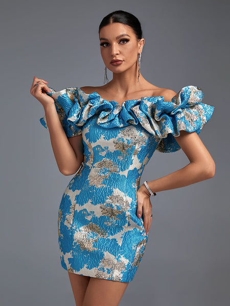 Elegant Short Sexy Dress with Overlapping Sleeves and Pleated Skirts