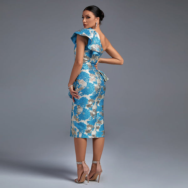 Long Bodycon Dress with Off-Shoulder Design and Elegant Slit