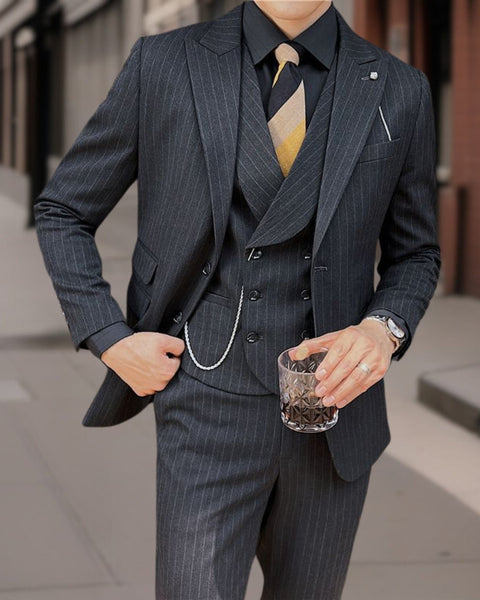 Carlo™ | Premium Three-Piece Striped Suit