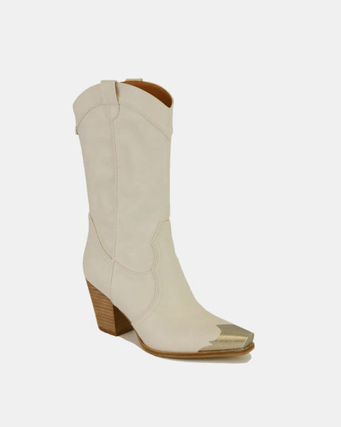 Beast Fashion Metal-Toe Block Heel Ankle Boots - Opulent Empire