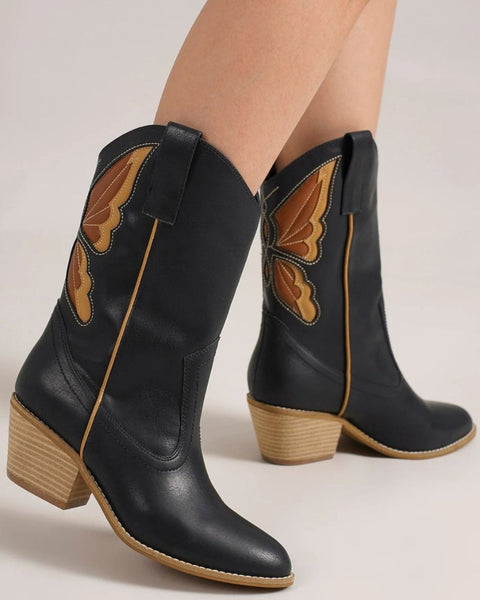 Beast Fashion Butterfly Cut Detail Point Toe Boots - Opulent Empire