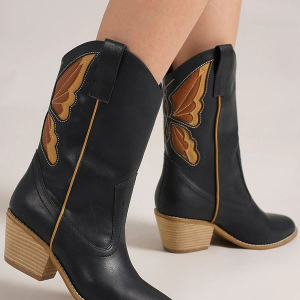 Beast Fashion Butterfly Cut Detail Point Toe Boots - Opulent Empire