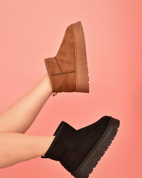 WILD DIVA Suede Round Toe Platform Booties - Opulent Empire