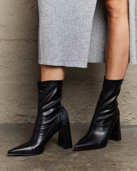 Weeboo Stacy Block Heel Sock Boots - Opulent Empire