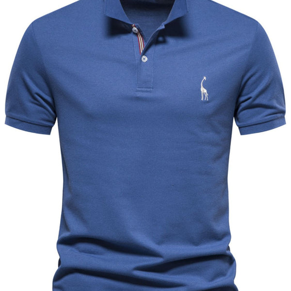 Men's Giraffe Embroidered Short Sleeve Polo - Opulent Empire