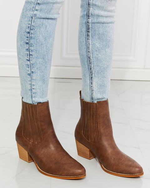 MMShoes Love the Journey Stacked Heel Chelsea Boot in Chestnut - Opulent Empire
