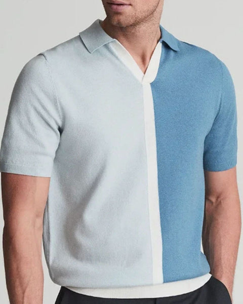 Men's Plus Size Two-Tone Short Sleeve Polo - Opulent Empire