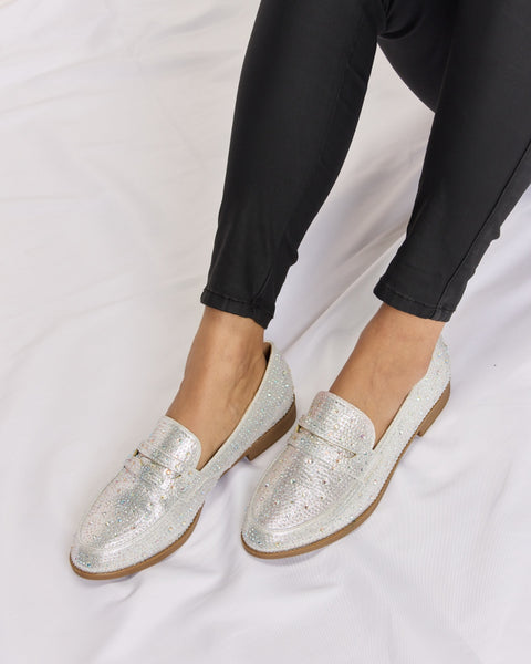 Forever Link Rhinestone Point Toe Loafers - Opulent Empire