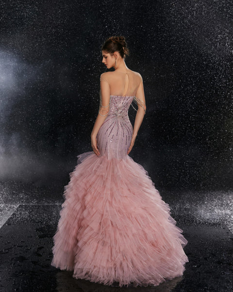 Rosewater Ruffle Couture Gown