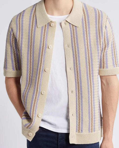 Men's Plus Size Striped Button Down Short Sleeve Shirt - Opulent Empire