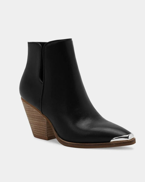 Beast Fashion Pointed Metal-Tip Toe Block Heel Ankle Boots - Opulent Empire