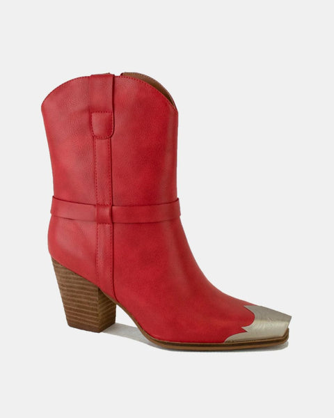 Beast Fashion Faux Leather Metal Toe Ankle Boots - Opulent Empire