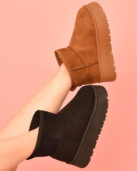 WILD DIVA Suede Round Toe Platform Booties - Opulent Empire