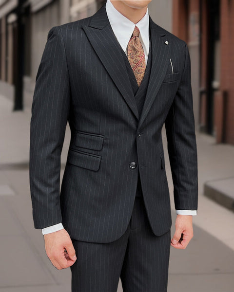 Carlo™ | Premium Three-Piece Striped Suit