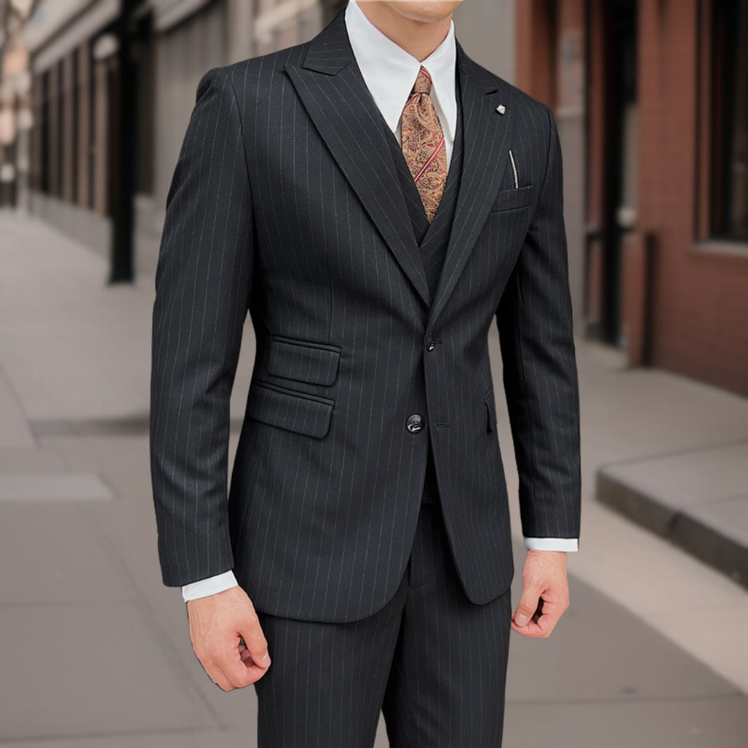 Carlo™ | Premium Three-Piece Striped Suit