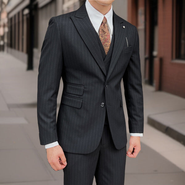 Carlo™ | Premium Three-Piece Striped Suit