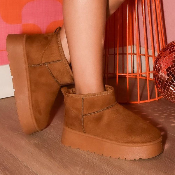 WILD DIVA Suede Round Toe Platform Booties - Opulent Empire