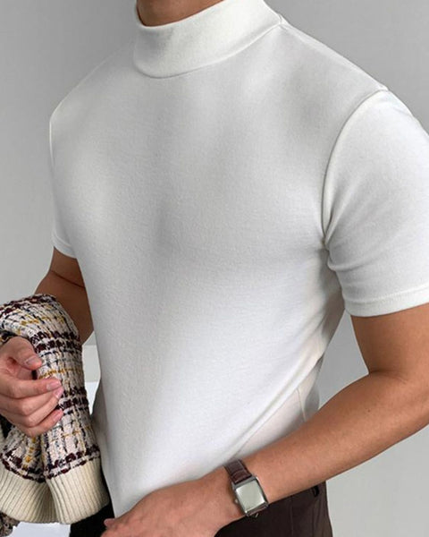 Men's Full Size Mock Neck Short Sleeve T-Shirt Plus Size - Opulent Empire