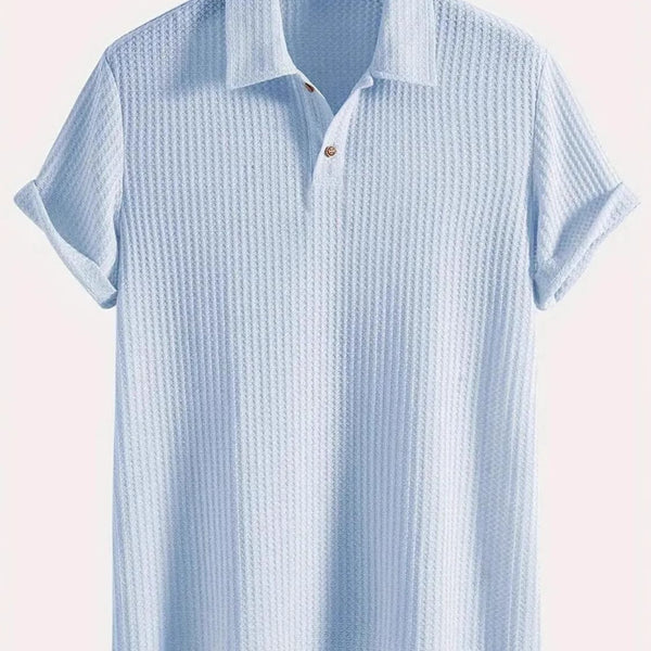 Men's Waffle-Knit Collared Neck Short Sleeve Polo - Opulent Empire