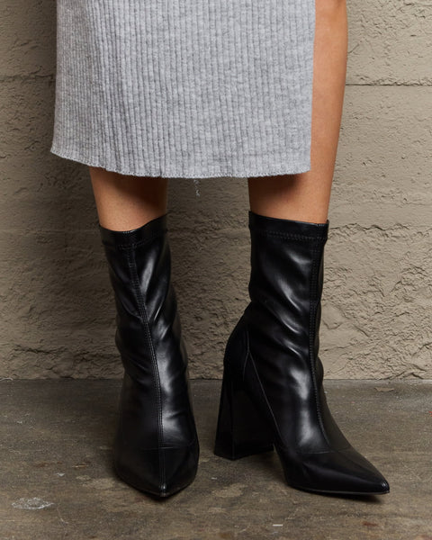 Weeboo Stacy Block Heel Sock Boots - Opulent Empire