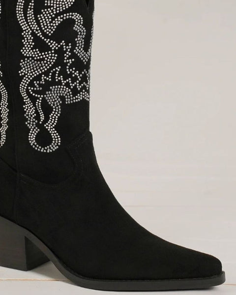 Beast Fashion Rhinestone Detail Point Toe Boots - Opulent Empire