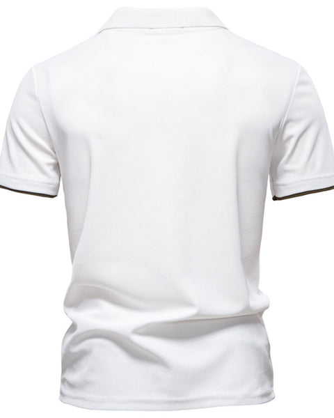 Men's Giraffe Embroidered Collared Neck Contrast Polo - Opulent Empire