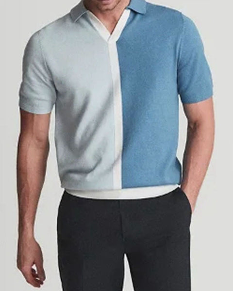 Men's Plus Size Two-Tone Short Sleeve Polo - Opulent Empire