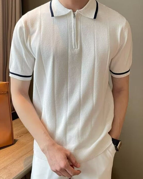 Men's Plus Size Quarter Zip Short Sleeve Polo - Opulent Empire