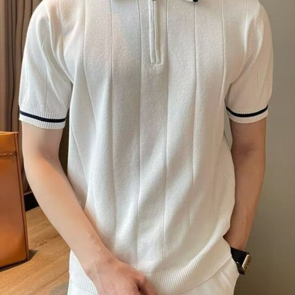 Men's Plus Size Quarter Zip Short Sleeve Polo - Opulent Empire