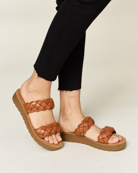 WILD DIVA Woven Dual Band Platform Sandals - Opulent Empire