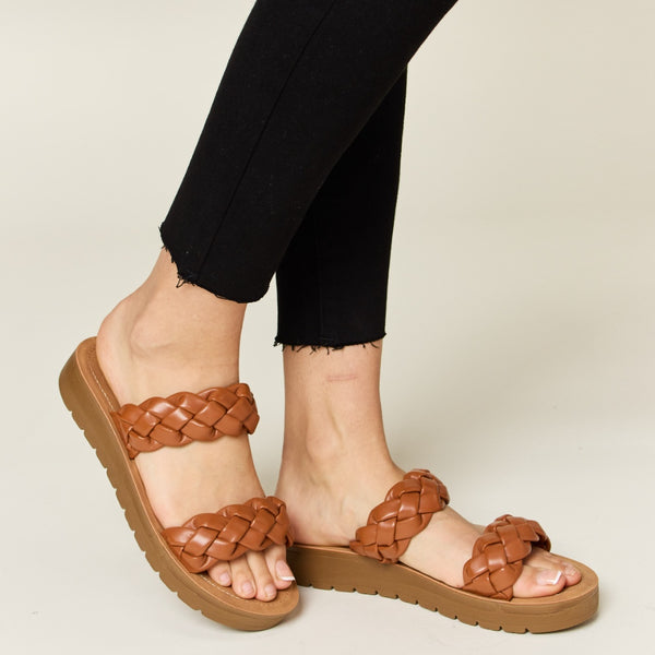 WILD DIVA Woven Dual Band Platform Sandals - Opulent Empire