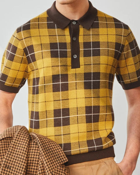 Men's Plus Size Plaid Short Sleeve Polo - Opulent Empire