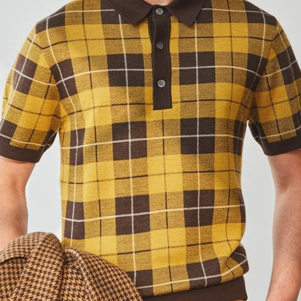 Men's Plus Size Plaid Short Sleeve Polo - Opulent Empire
