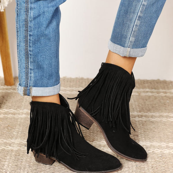 Legend Women's Fringe Cowboy Western Ankle Boots - Opulent Empire