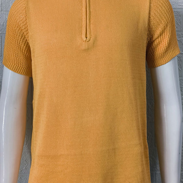 Men's Collared Neck Quarter Zip Knit Polo - Opulent Empire
