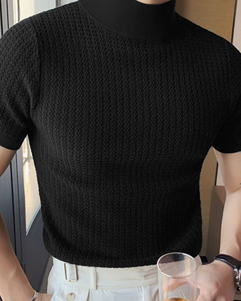 Men's Full Size Mock Neck Short Sleeve T-Shirt Plus Size - Opulent Empire