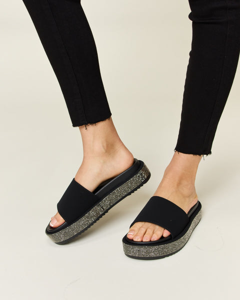 Forever Link Open Toe Rhinestone Platform Sandals - Opulent Empire