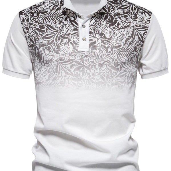 Men's Printed Collared Neck Short Sleeve Polo - Opulent Empire