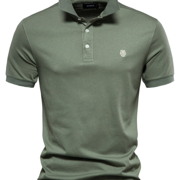 Men's Embroidered Collared Short Sleeve Polo - Opulent Empire
